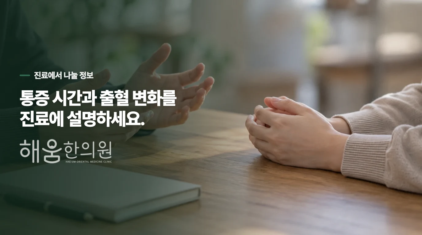 진료에서는 생리통의 어떤 변화를 확인하나요?