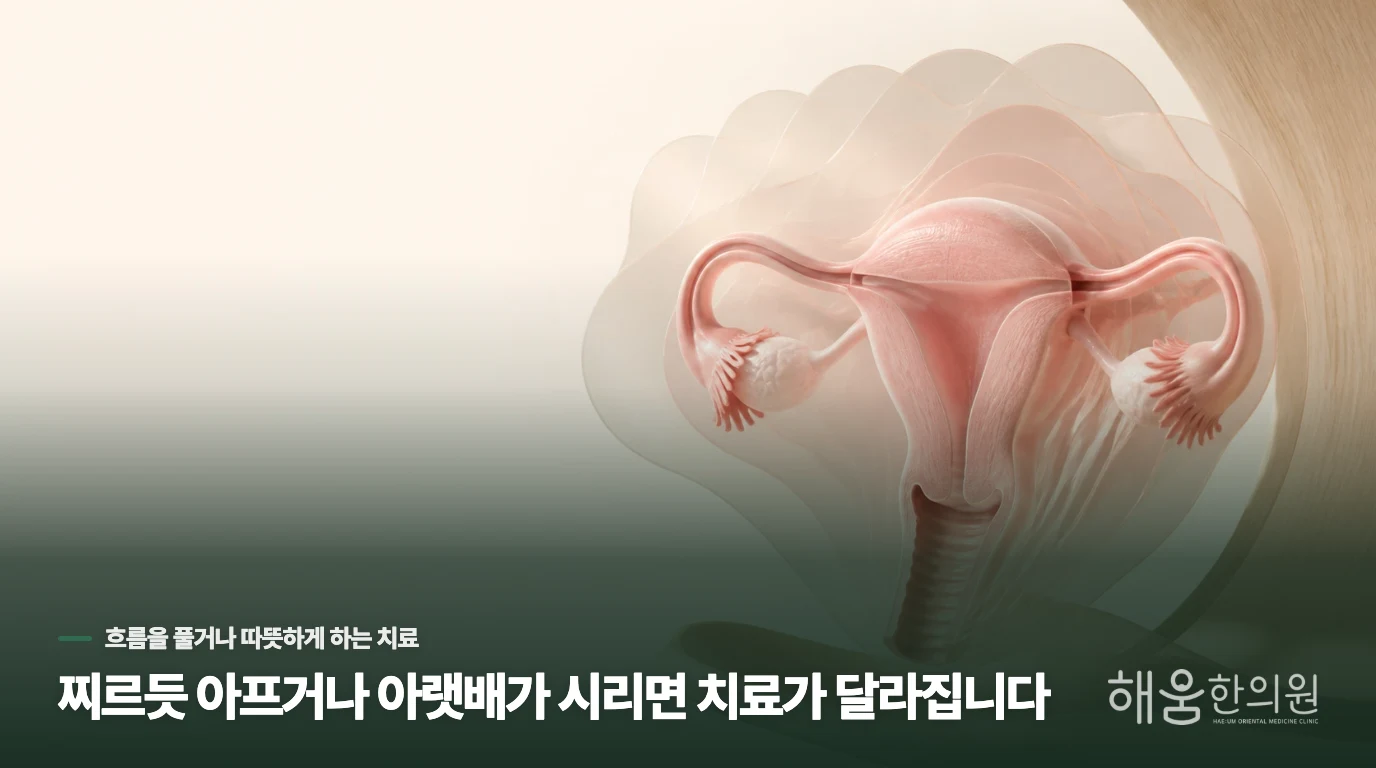 찌르듯 아프거나 아랫배가 시리면 치료가 달라집니다