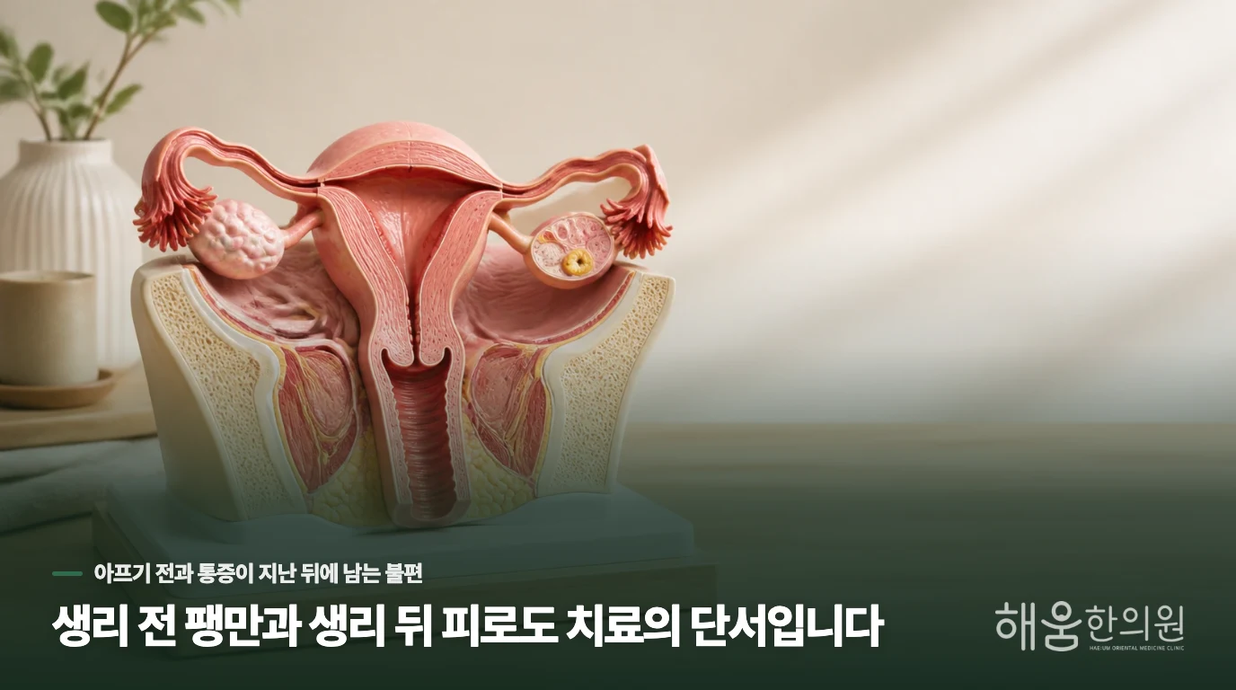 생리 전 팽만과 생리 뒤 피로도 치료의 단서입니다