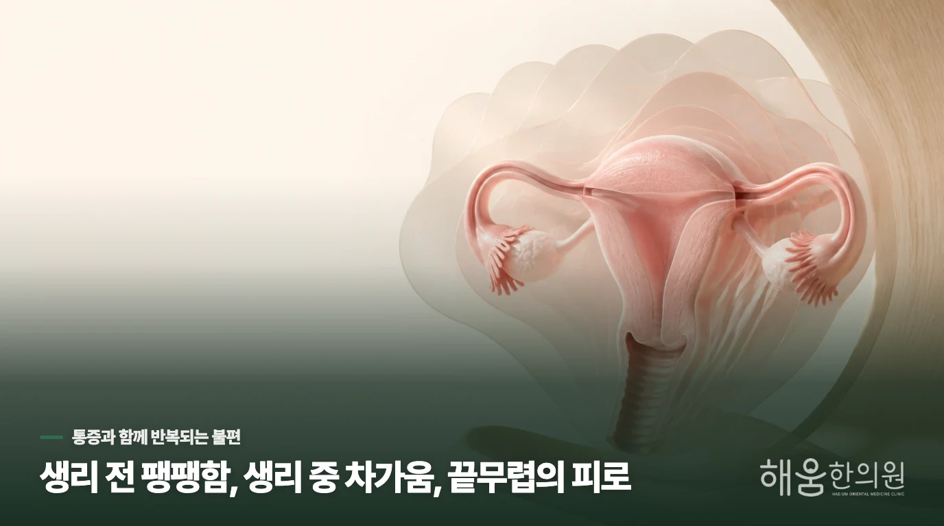 생리 전 팽팽함, 생리 중 차가움, 끝무렵의 피로
